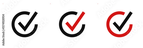A set of checkmark symbols in different styles and colors on a transparent background