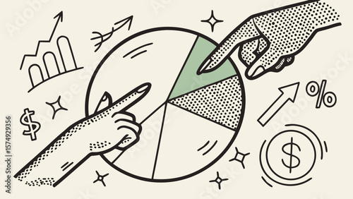 Collaborative Business Growth An Abstract Illustration of Teamwork and Financial Success