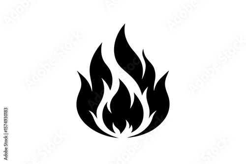 Black Fire Flame Silhouette Vector Icon