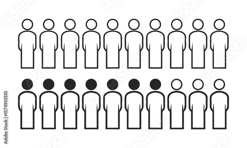 Human Crowd Silhouette Concept: A representation of a diverse crowd, with contrasting silhouettes signifying unity. Perfect for conceptual designs on society or human resources. 