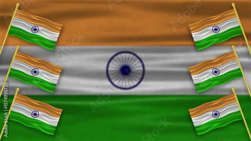 waving indian flags on right and left side on dark indian flag. concept for national holiday and events.
