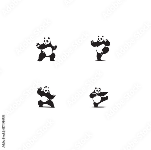 Silhouette of Kung Fu Panda on clean vector