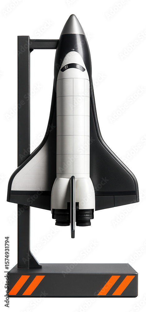 Fototapeta premium Vertical launch platform with shuttle mounted upright