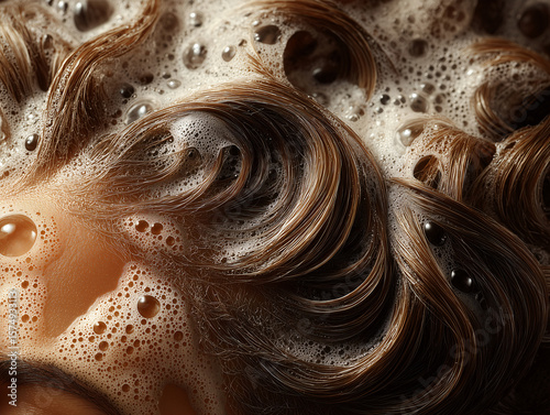 Fresh Cleanse: Macro Shot of Afro Hair in Foamy Water