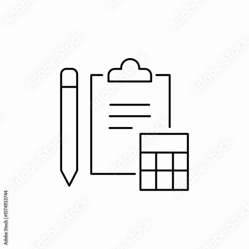 clipboard finance calculator pen icon sign vector