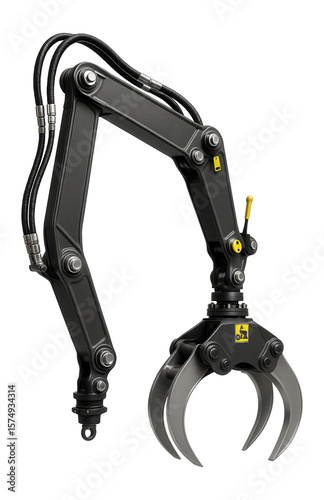 Hydraulic manipulator arm with a claw attachment for handling bulky materials in a construction site