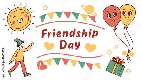Celebrate friendship day with cute cartoon graphics and vector illustrations for best friends forever design