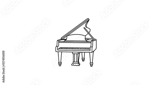 Grand piano line drawing for coloring page concept  