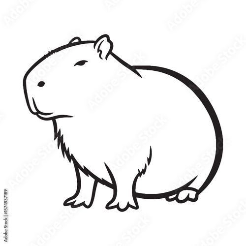 Embodying Rodent Spirit - Capybara vector - Capybara Line art - Capybara Drawing - Vector Lineart of Capybara - Capybara icon - truly part of its kind


