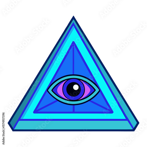 Blue triangle with an eye cyan purple