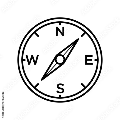 Free Download Compass Icon in Minimalist Style, Black and White Design   - GFXLoad