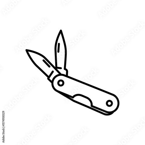 Vector icon of a folding knife with two blades  