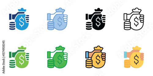 Venture Capital Icons Set Vector Multiple Style Collection