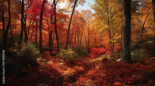 Autumn Forest with Vibrant Fall Colors.