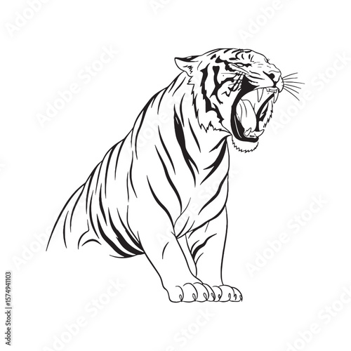 Essence of Tiger Being - Tiger vector - Tiger Line art - Tiger Drawing - Vector Lineart of Tiger - Tiger icon - a symbol of pure wilderness

