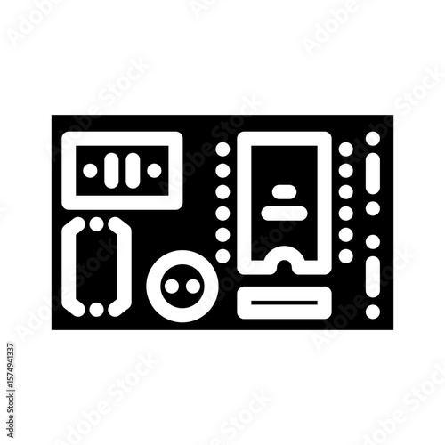 pcb labeled components glyph icon vector illustration