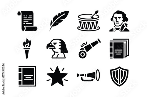 Historical American Icons Silhouette Collection scroll quill