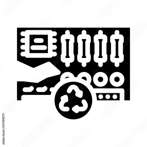 circuit board recycling glyph icon vector illustration