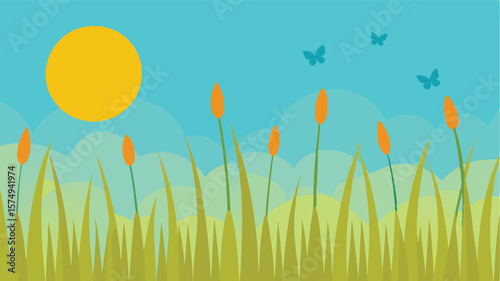 vector illustration of a grass landscape