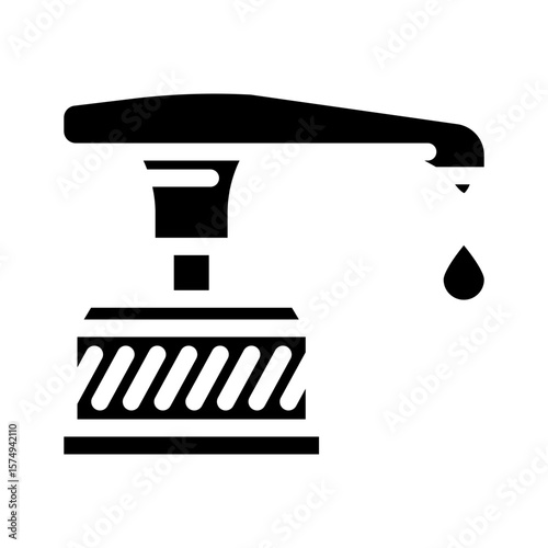 soap droplet falling from nozzle glyph icon vector illustration