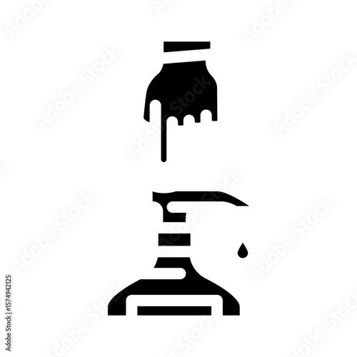 hand pressing soap pump glyph icon vector illustration