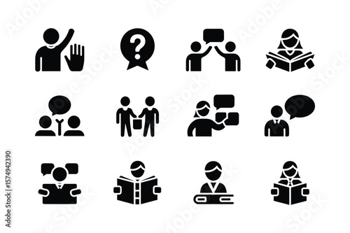 People interacting and reading books interaction communication