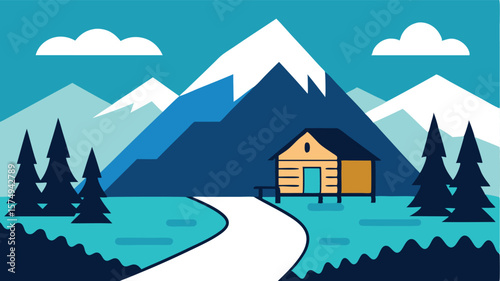 winter landscape with houses and trees