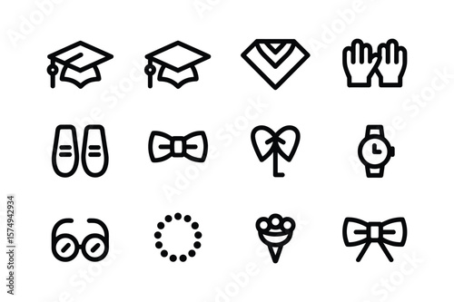 Graduation Cap Gown Bow Tie Watch Glasses Ice Cream Cone graduation gown wristwatch