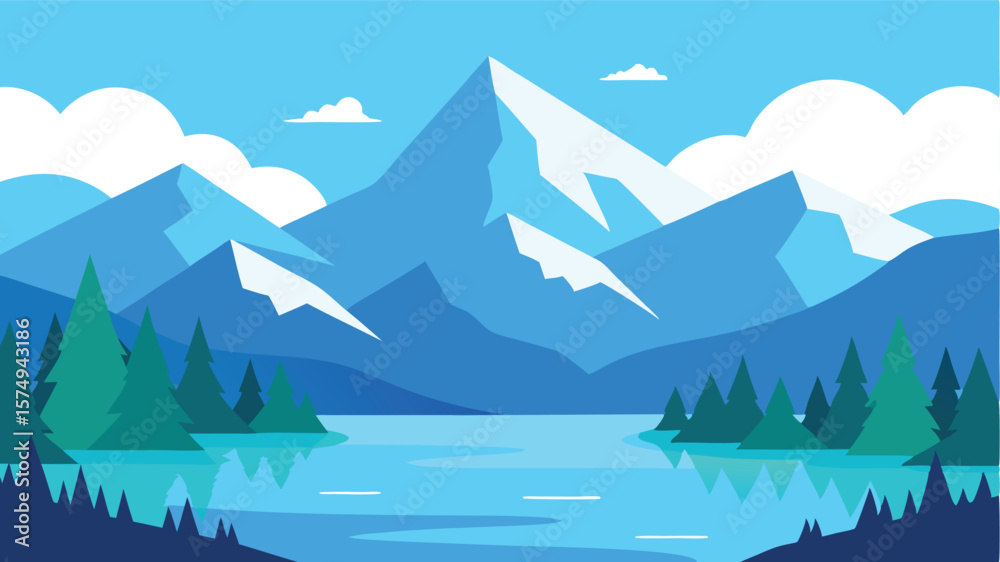 landscape with mountains and lake landscape with mountains and lake