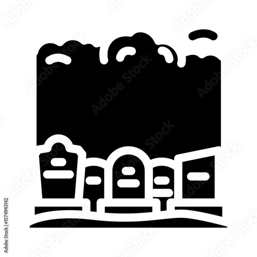 cemetery landscape mortality glyph icon vector illustration