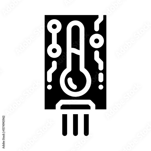 temperature sensor module glyph icon vector illustration