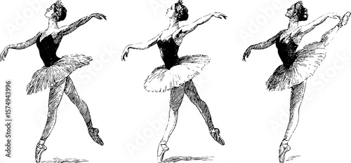 Graceful ballet dancers set on white background for artistic designs