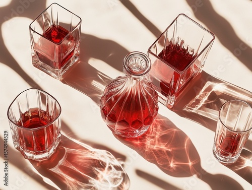 Elegant Glass Decanters Abstract Photo