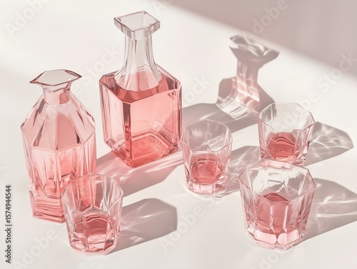 Elegant Glass Decanters Still Life Illustration