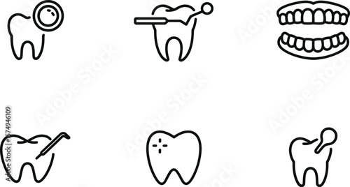 Dental Care Icons:  Clean, Modern Line Art Illustrations for Healthcare Websites and Brochures.