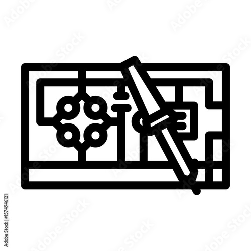 soldering iron circuit line icon vector illustration