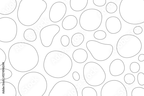 A repeating pattern of various sized rounded shapes outlined in gray on a white background design art