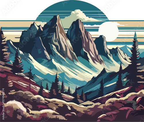 Adventure Vector – Mountain Climber Scene