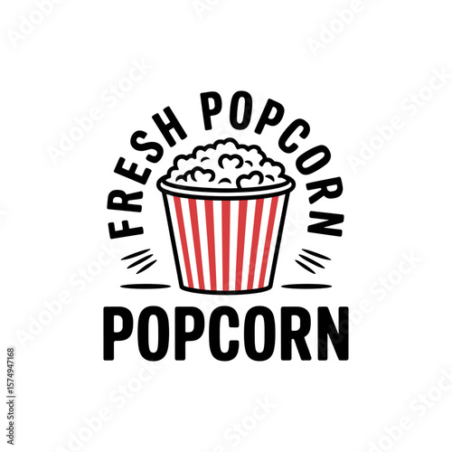 Fresh Popcorn Delight: A charming illustration of a classic popcorn bucket, overflowing with freshly popped kernels, ready to be enjoyed.