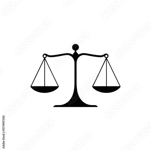 Symbol of Justice: A minimalist, high-contrast image presents the timeless symbol of justice, the balanced scales, representing fairness, impartiality, and the pursuit of truth.