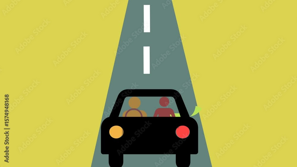 Abstract Animation Driving This minimalistic animation sequence shows a car driving smoothly along ...