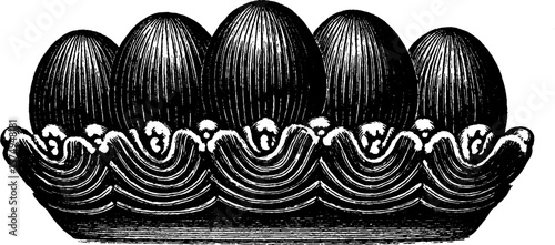 Intricate engraved egg and dart moulding design for decorative architecture