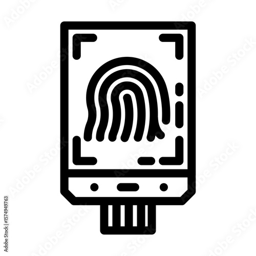 fingerprint sensor module line icon vector illustration