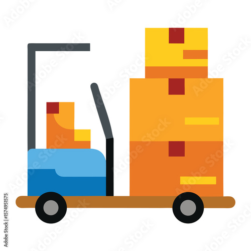 forklift stacking crates cartoon art