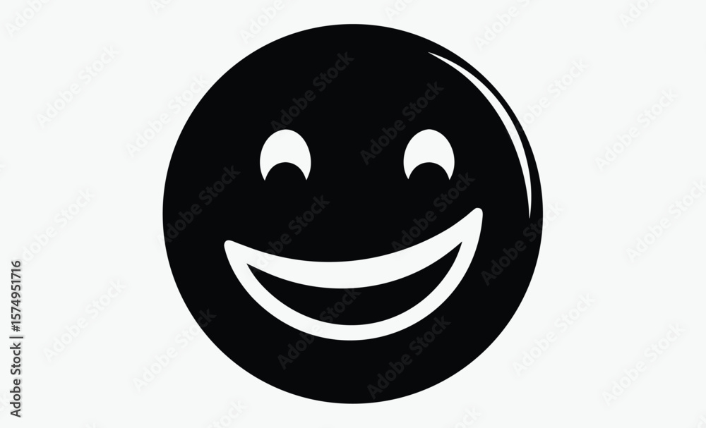 Fototapeta premium Brush stroke smiley silhouette, Rough brush-stroke smiley face is being shown on transparent background, hand-drawn style 