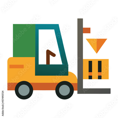 forklift cartoon with safety sign
