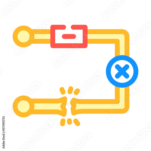 broken circuit path icon color icon vector illustration