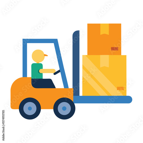 forklift cartoon lifting big load