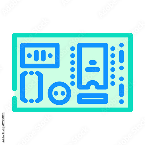 pcb labeled components color icon vector illustration