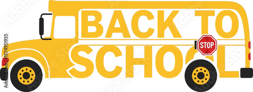 Back to school bus vector illustration for education and transportation design with stop sign element